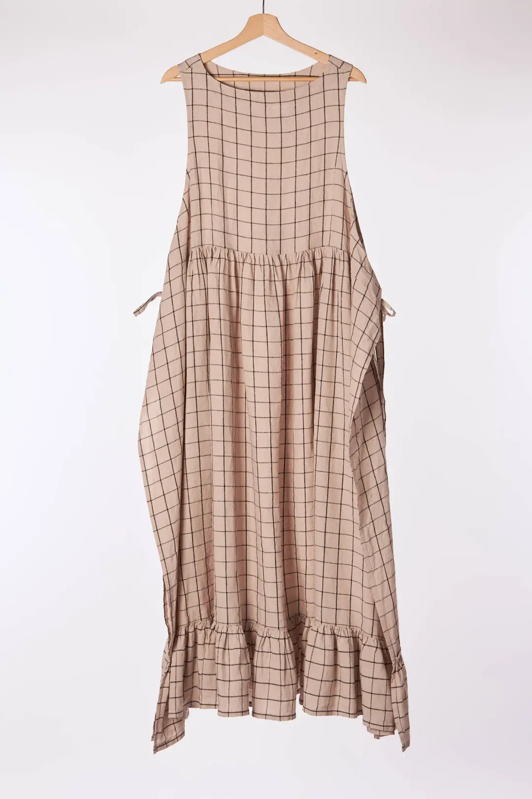 Maxi Ivy Dress, Sleeveless, Latte Grid