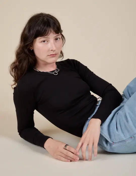 Long Sleeve Baby Tee - Basic Black