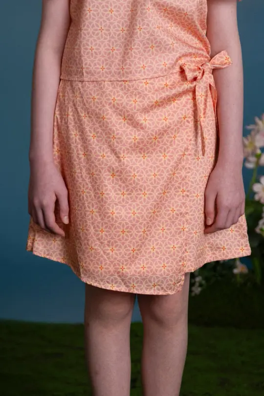 Wrap Skirt - Pink Honeycomb Tiles