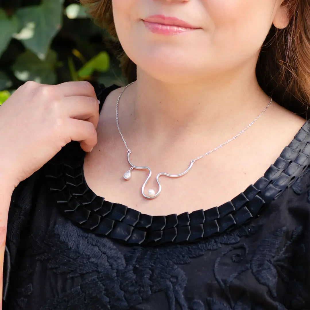 Sterling Silver  Faux Pearl in the Waves