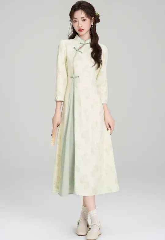 New Chinese style national style element dress new improved cheongsam long skirt R2374