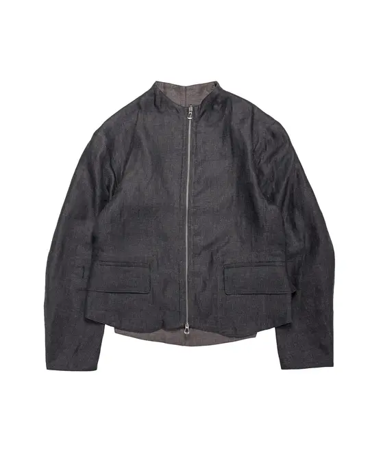 MotivMfg Gilet Jacket Double Face Linen Serge/Navy/Aubergine