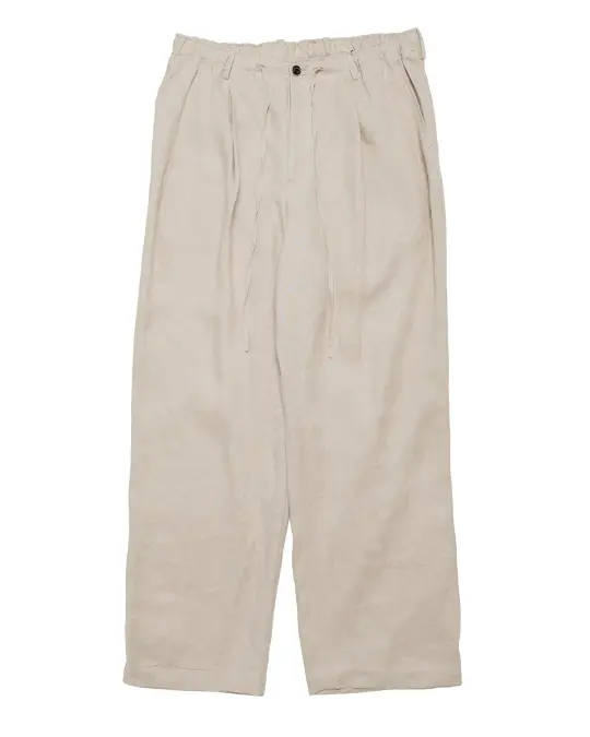 MARKAWARE Double Pleated Easy Trousers Hemp Shirting Taupe