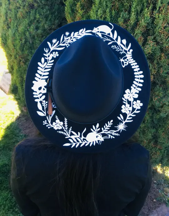 Springtime Spooky Vegan Felt Hat