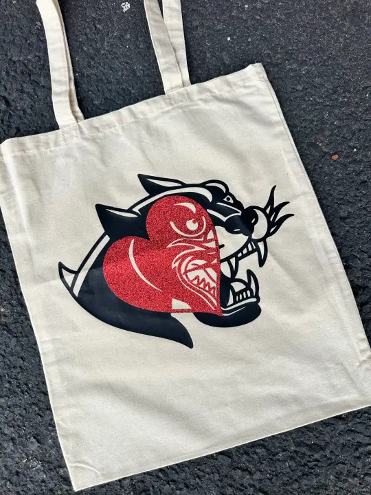 Panther Tote Bag – Bold Hand-Printed Design on Durable Cotton