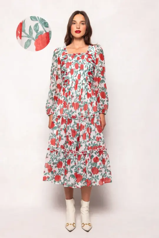 Selena Dress in Red Roses