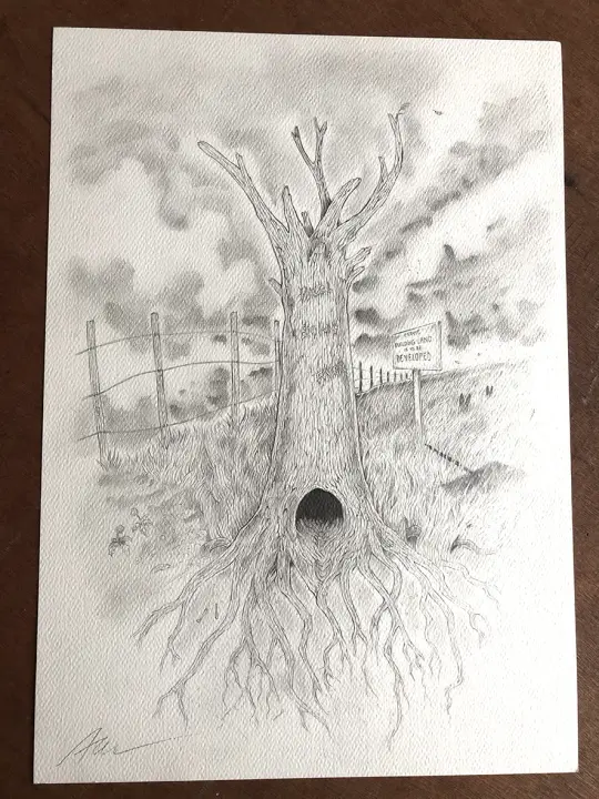 "Tree on Watership Down" original illustration