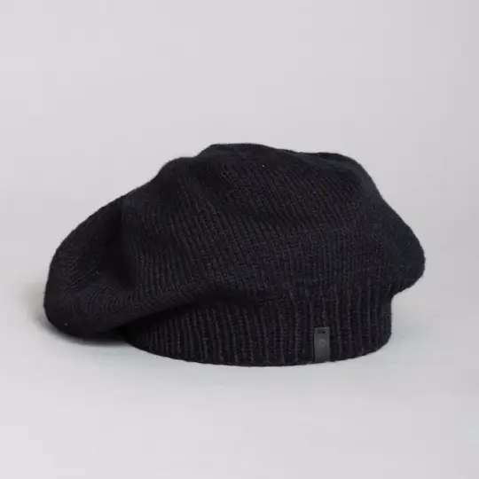Merino Handknit Beret in Black