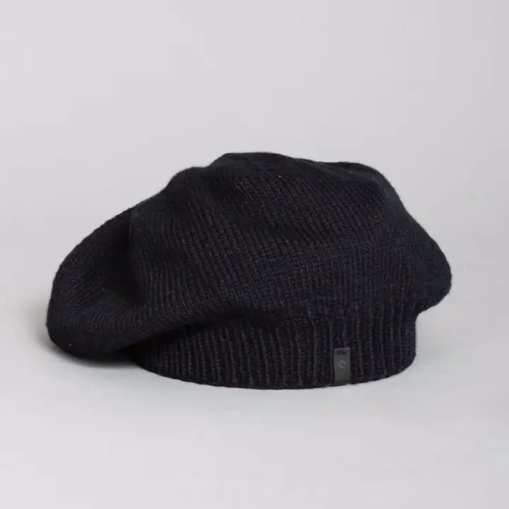Merino Handknit Beret in Black