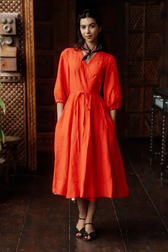 Gaia - Linen Wrap Dress