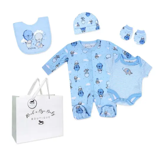 Rock A Bye Baby Boutique Boys Balloon 5 Pc Layette Gift Set 3-6M