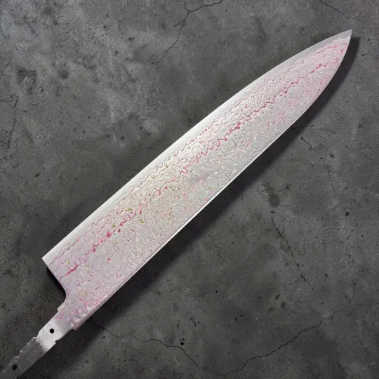 Hatsukokoro Kujaku V-Toku2 Rainbow Damascus Gyuto 240mm No Handle