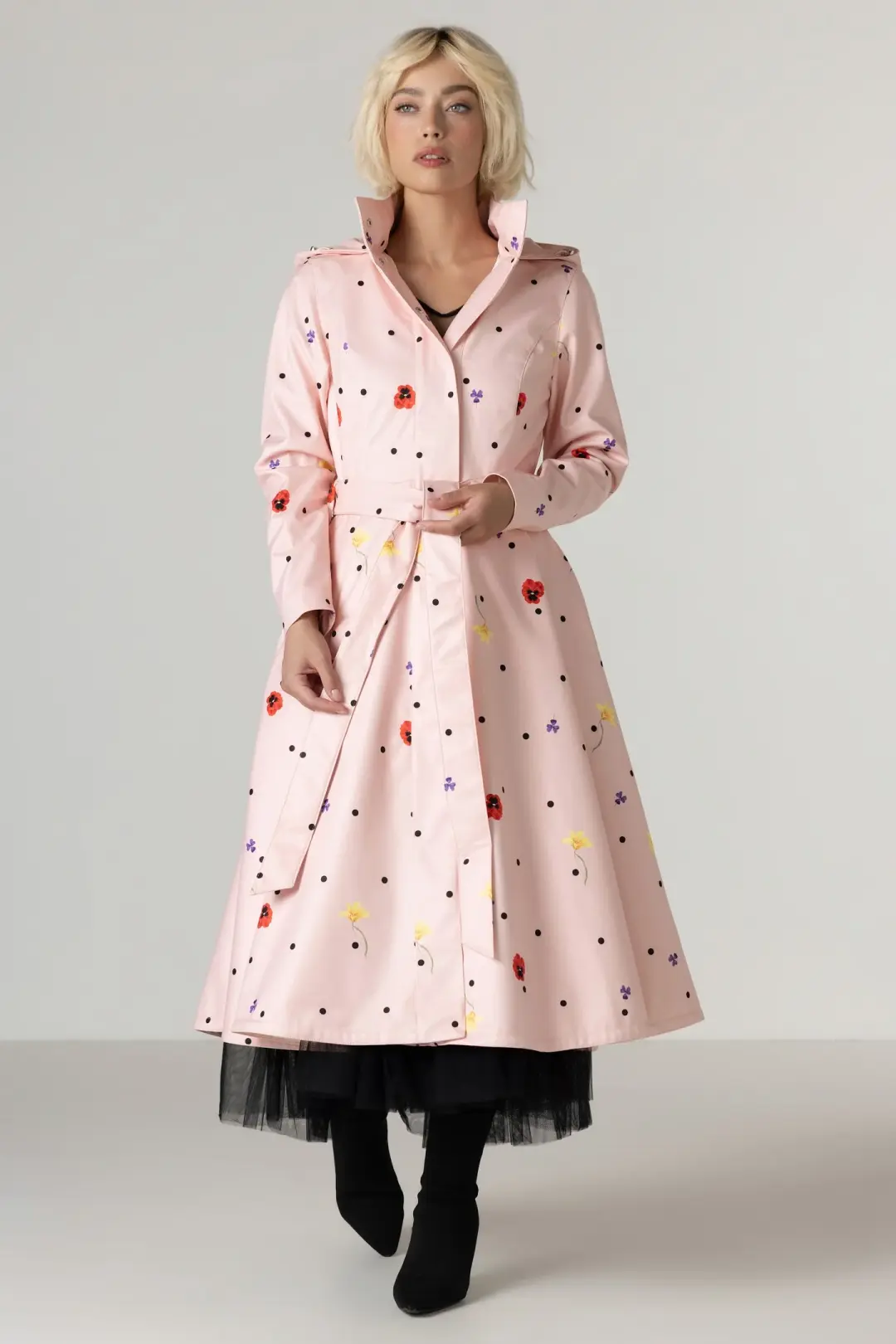 Fit and Flare Coat with A-Line Skirt in Soft Pink | Cotton Candy