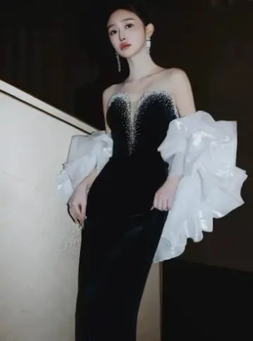 Elegant Black Mermaid Sweetheart Women Dress with Beaded Prom Dress Evening Dress RS052