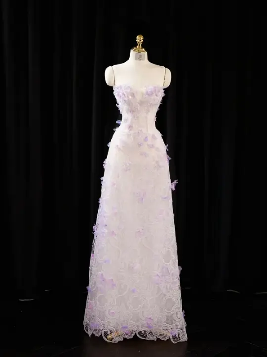 Light purple strapless fitted long ball gown/bridal dress R8935