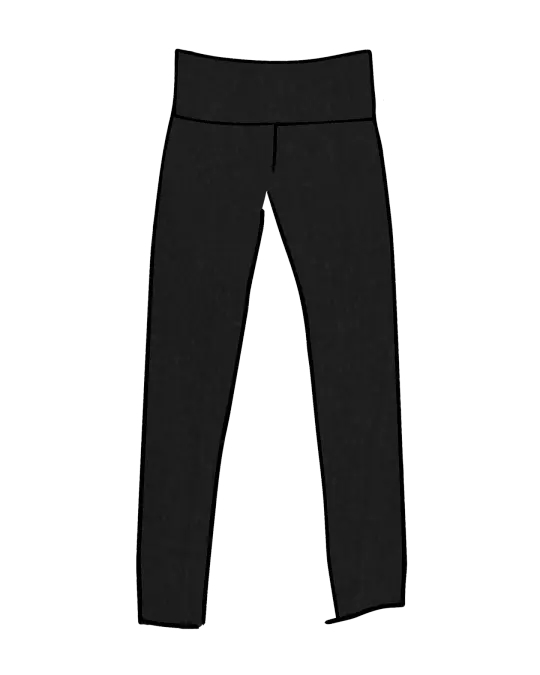 High Rise Extra Long Leggings Plain Black