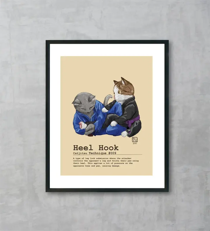 Catjitsu Technique 009 Heel Hook, Fine Art Print