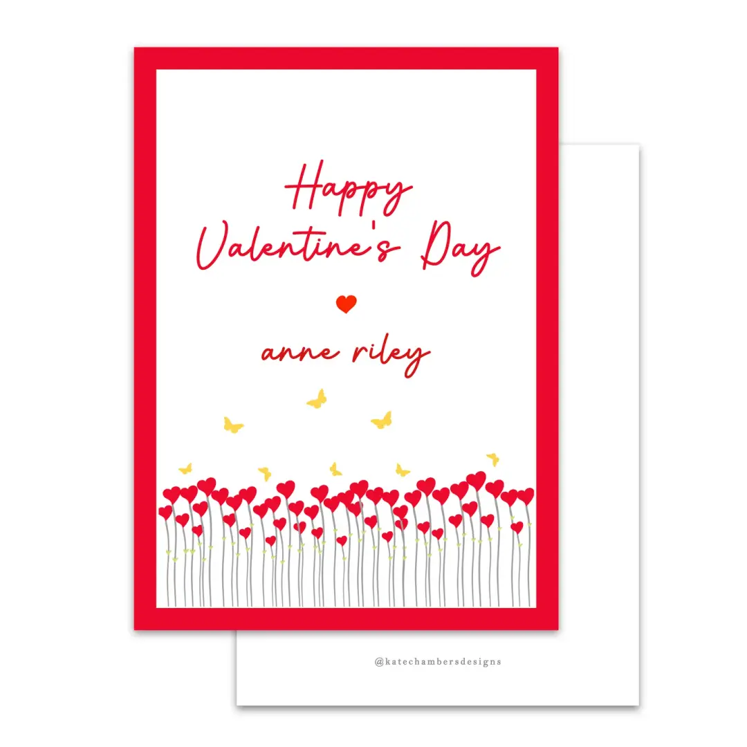 Butterflies & Flower Hearts Valentine's Day Card