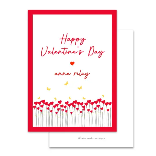Butterflies & Flower Hearts Valentine's Day Card