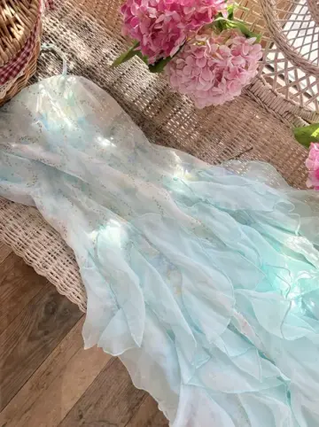 Fresh Mint Green Ruffled A-Line Spaghetti Straps Irregular Hem Corset Maxi Prom Dress Cocktail Dress RS520