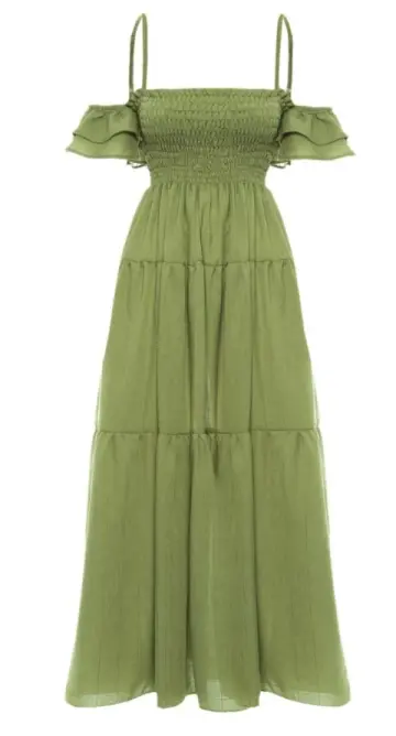 Bud Green Fresh Prom Gown , Chiffon Flowy  Bodycon Maxi Summer Dress RS1549