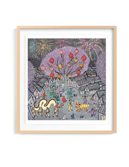 Chinese New Year Village Scene 8X10