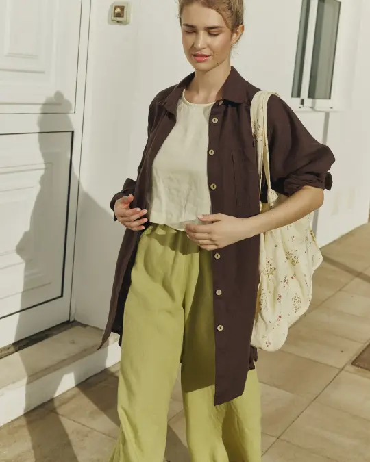 LIVORNO-2 oversized linen collar shirt