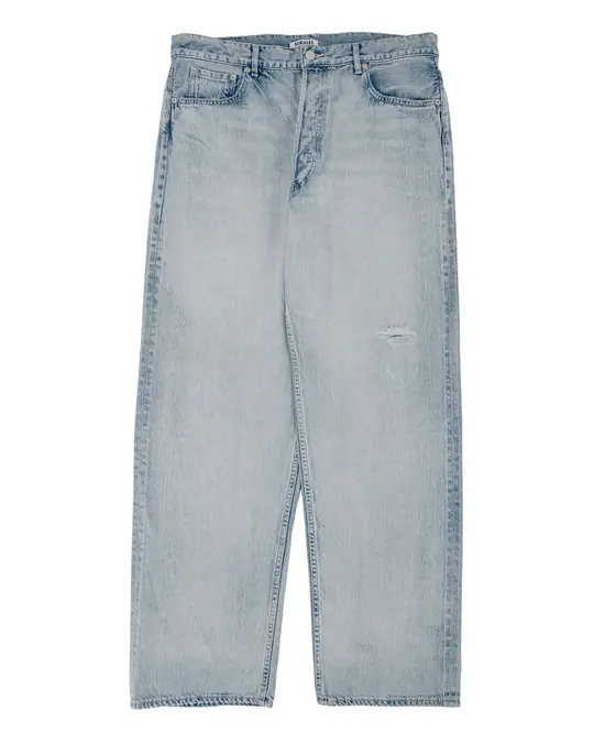 Auralee Selvedge Faded Light Denim Wide Pants Light Indigo