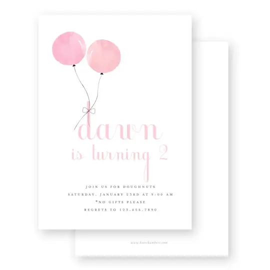 Watercolor Pink Balloons Simple Birthday Party Invitation