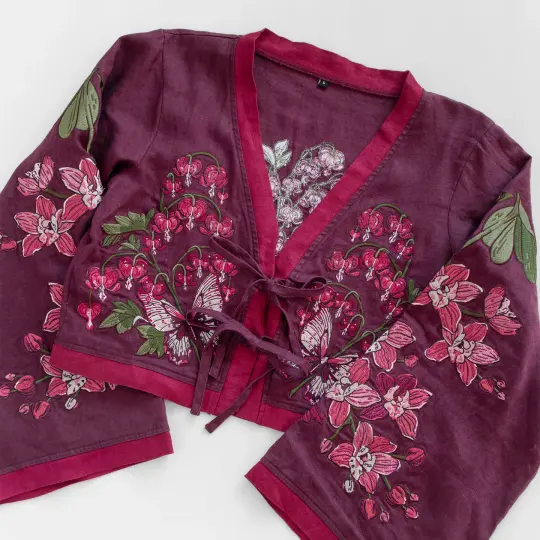 [LINEN CROPPED CARDIGAN] Cordiform