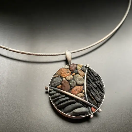 Gloucester Beach Rock/PA Shale Micro Mosaic Pendant