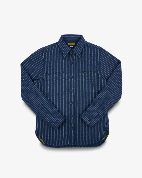 12oz Ultra Heavy Flannel Chalk Stripe Work Shirt - Navy