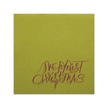 Burgundy Foil on Olive Merriest Christmas Elegance Cocktail Napkins, set of 20