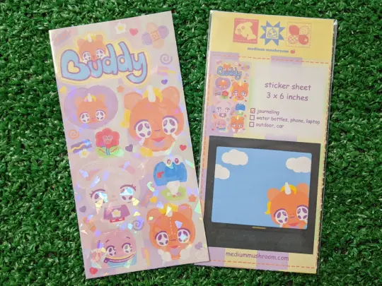 buddy the unicorn holographic sticker sheet