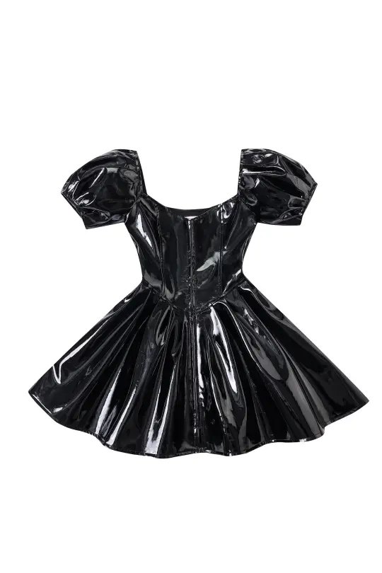 Garbage Bag Mini Dress Black Vinyl