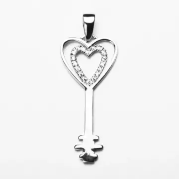 Heart Key Silver Pendant