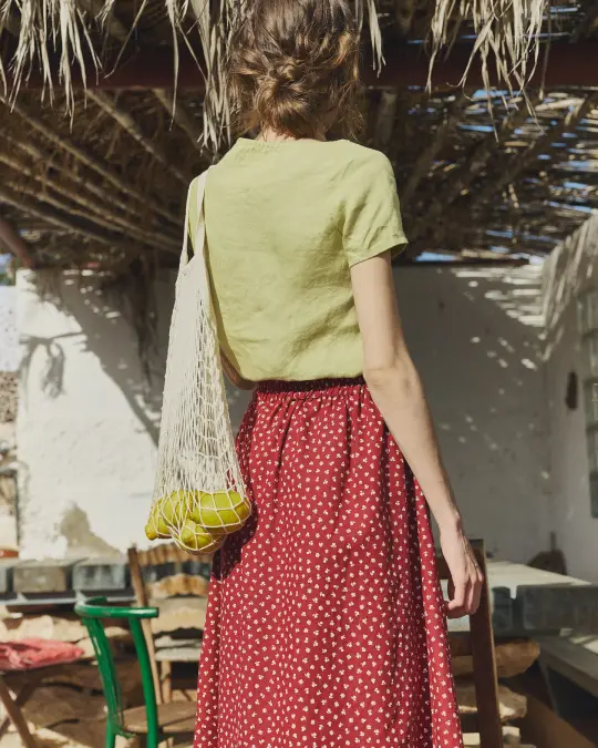 SION gathered linen skirt