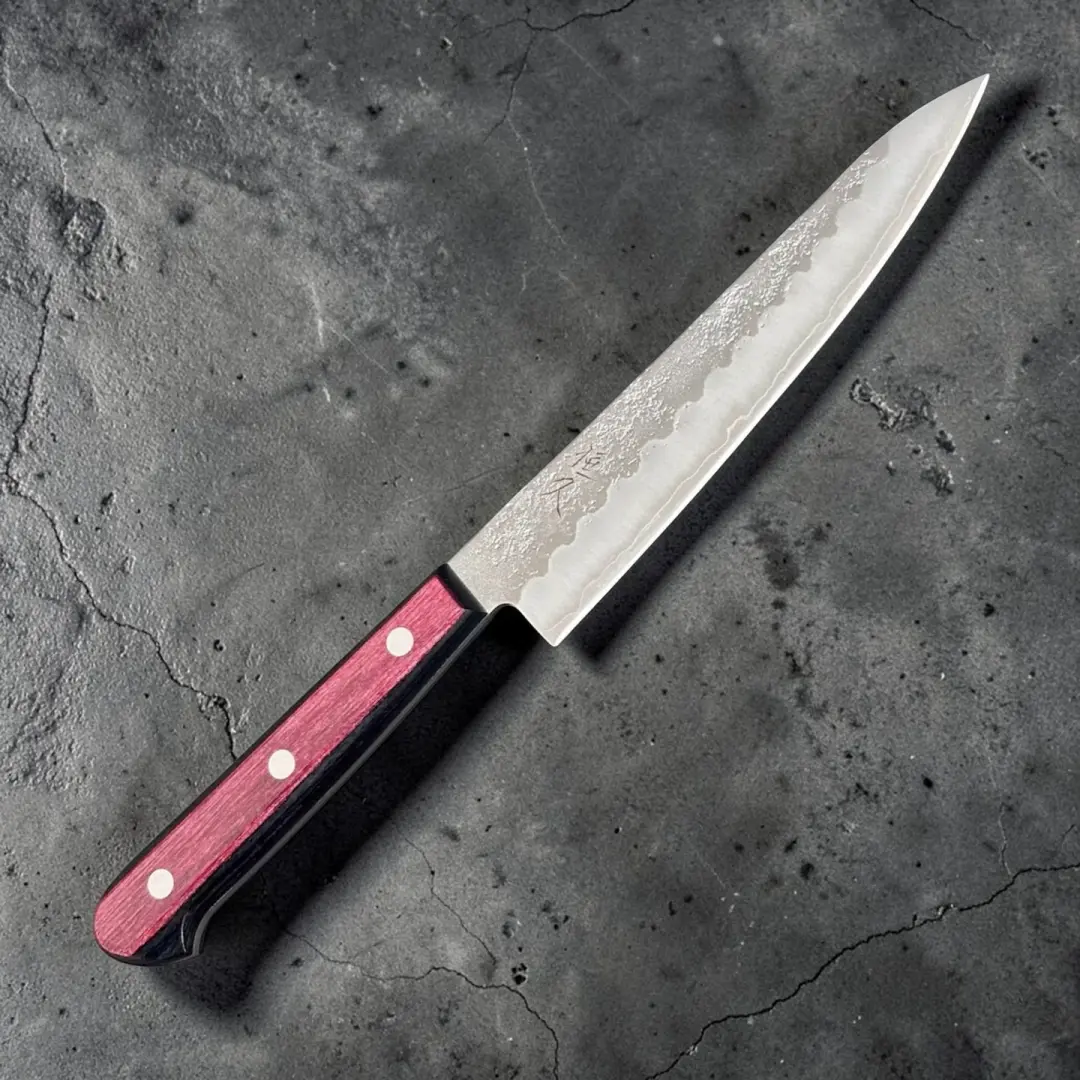 Tsunehisa Ginsan #3 Nashiji Petty 135mm Red Pakkawood Scales
