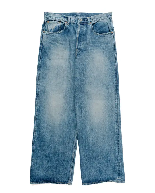 marka Wide Leg Jeans Organic Cotton 13.5oz Selvedge Denim Used Washed