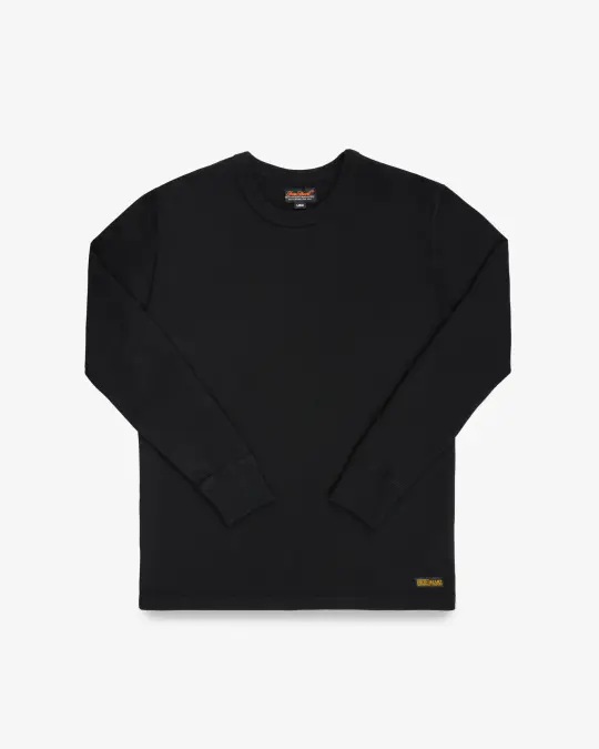 11oz Cotton Knit Long Sleeved Crew Neck Sweater - Black