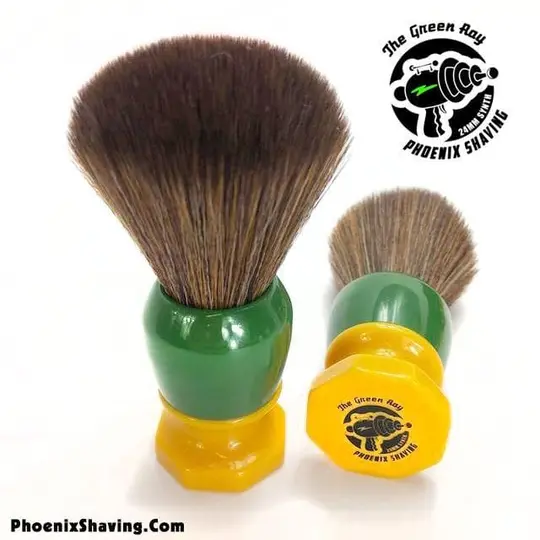 The Green Ray | 24mm Hybrid Tribble Synthetic Brush | Retro Shave Tech!