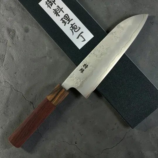 Tokushu Knife Nashiji Ginsan #3 Santoku with Rosewood Wa Handle