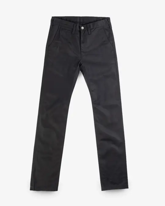9oz Mercerised Selvedge Cotton Slim Tapered Chinos - Black