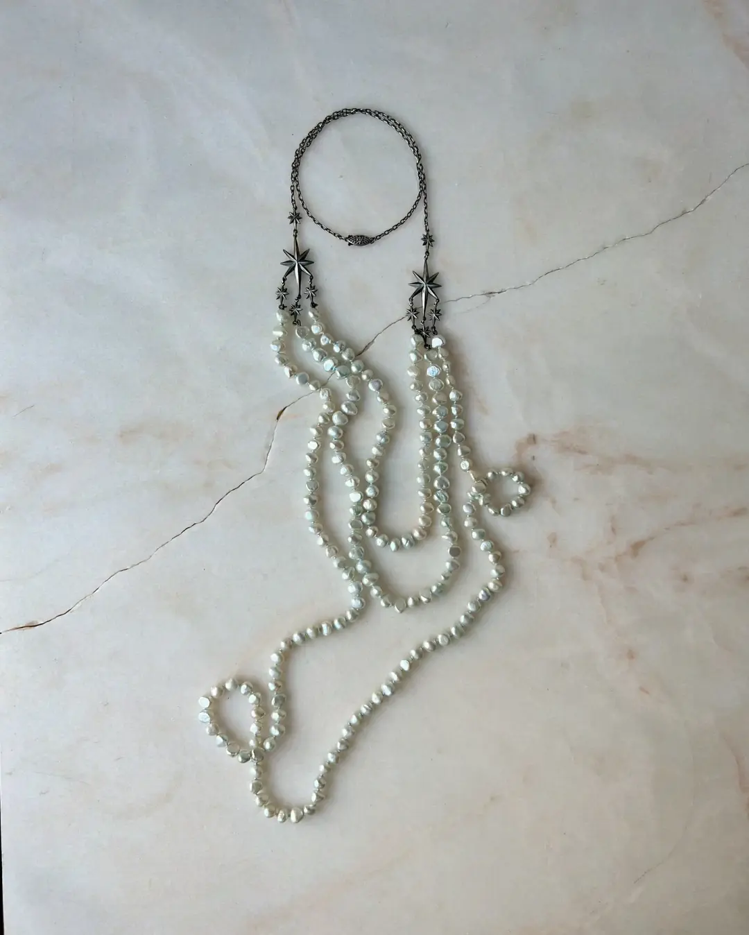 The Stars Aligned II // Pale Blue Pearl Necklace
