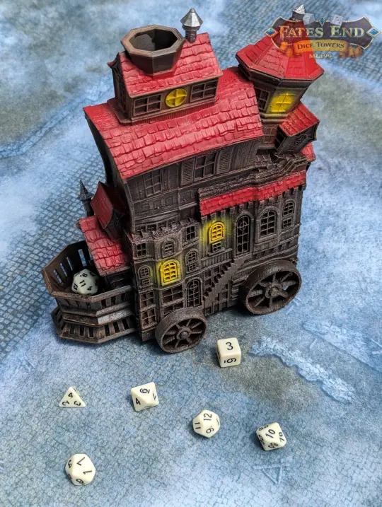 Merchant's Moving Castle Caravan 3D Printed Dice Tower - Fate's End Collection - Storage and Style!