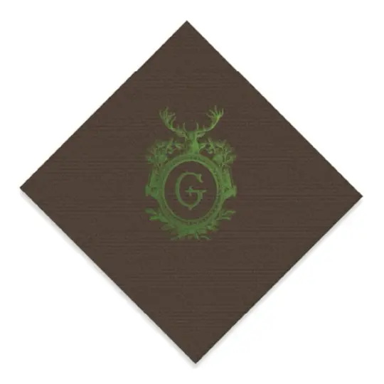 Custom Deer Mount Wreath Monogram Printed Cocktail Napkins