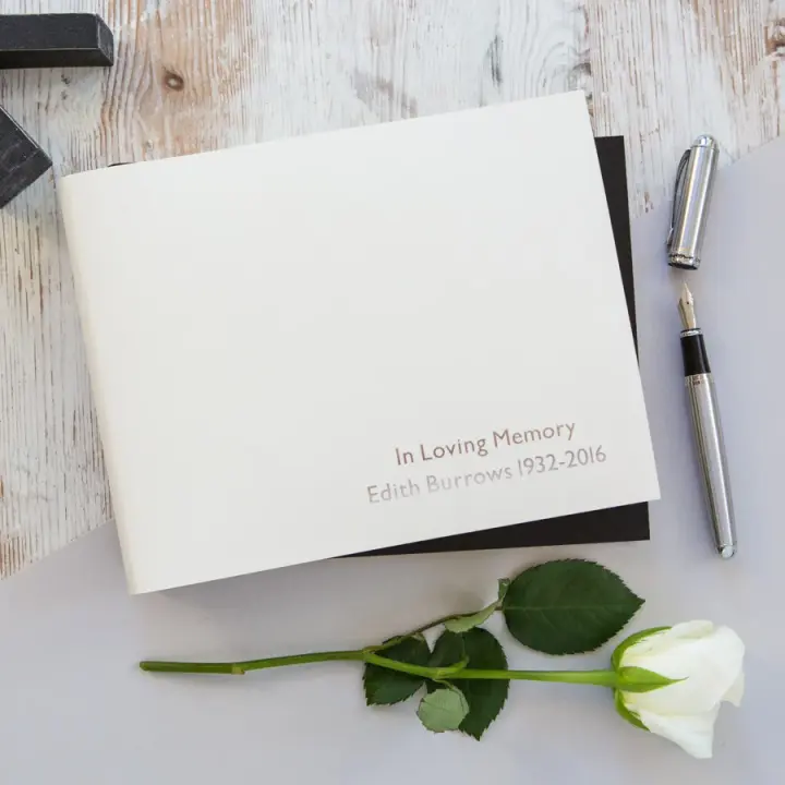 Personalised In Loving Memory Leather Condolence Book