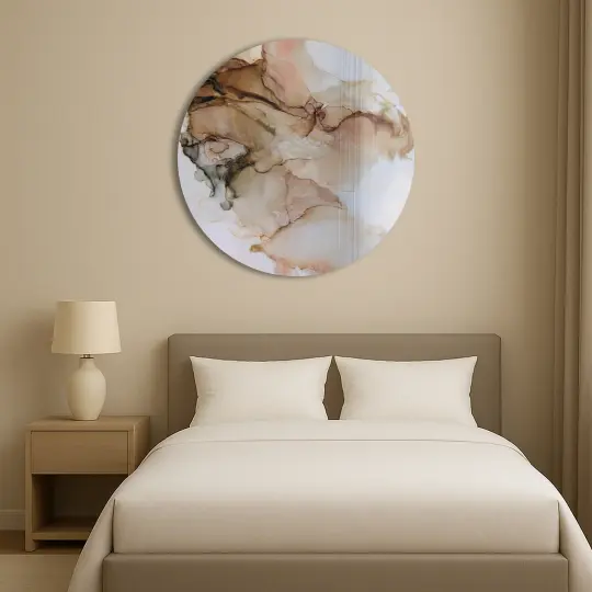 Caramel Drift | Circle Alcohol Ink Glass Print