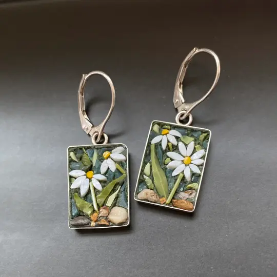 Daisy Rectangle Earrings