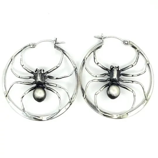 Wolf spider hoop earrings